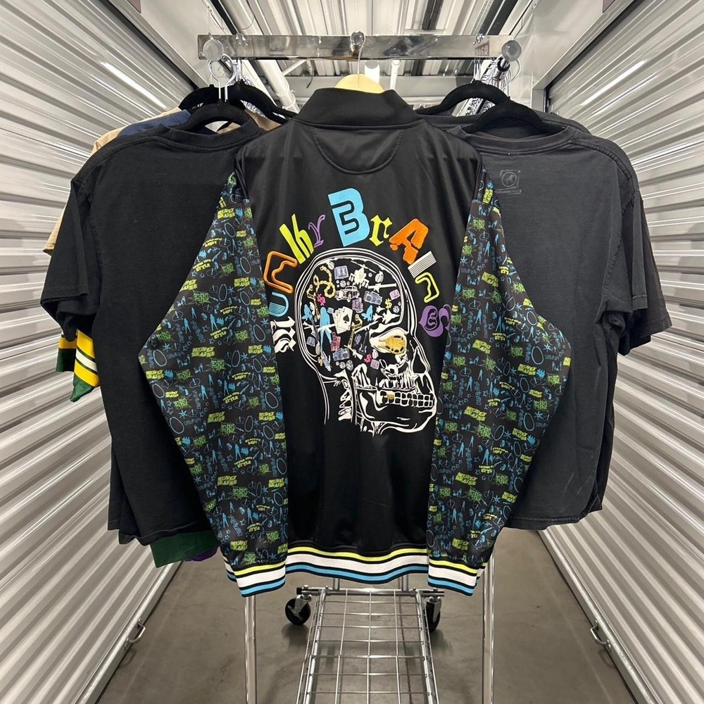 Crazy Vintage 2000's Hip Hop Style Drunk'n Monkey All Over Print Track Jacket